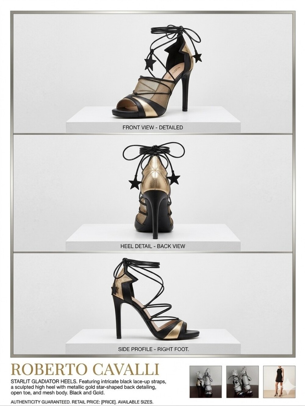 Roberto CAVALLI TASSEL LAMINATED LEATHER SANDAL‎ SIZE 11